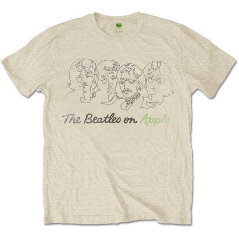 The Beatles Unisex T-Shirt: Outline Faces on Apple