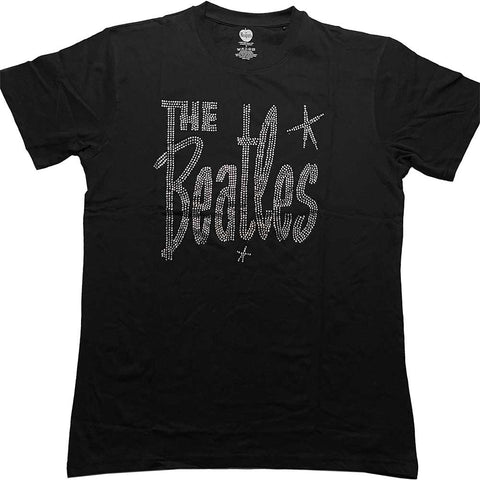 The Beatles Unisex T-Shirt: Retro Logo Crystals (Embellished)