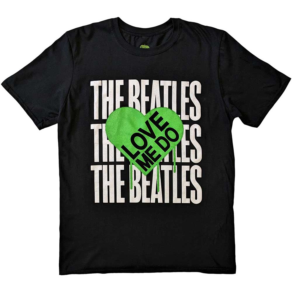 The Beatles Unisex T-Shirt: Love Me Do Graffiti Heart