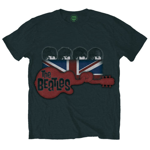 The Beatles Unisex T-Shirt: Guitar & Flag