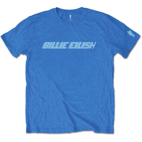 Billie Eilish Unisex T-Shirt: Blue Racer Logo (Sleeve Print)