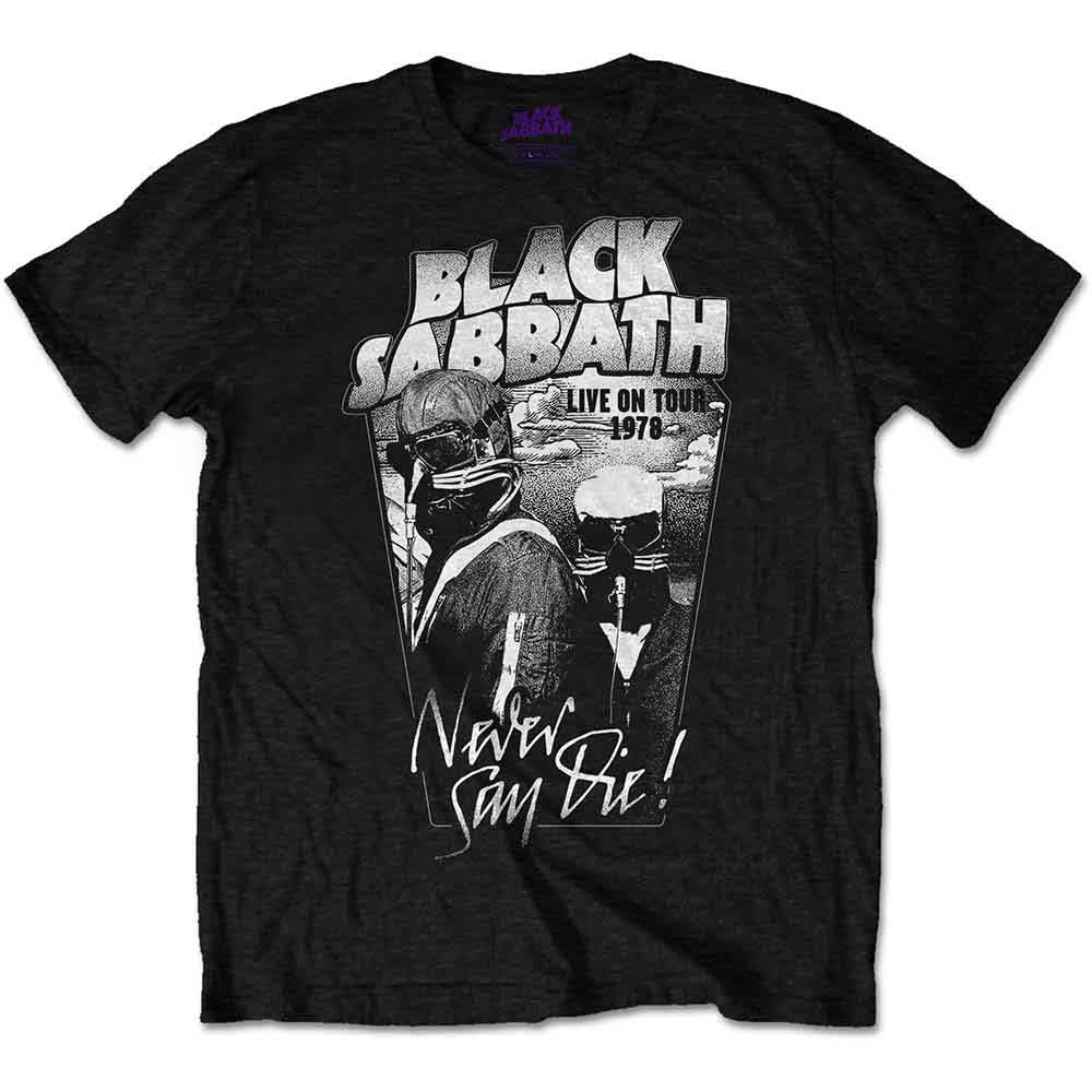 Black Sabbath Unisex T-Shirt: Never Say Die Grey Tone