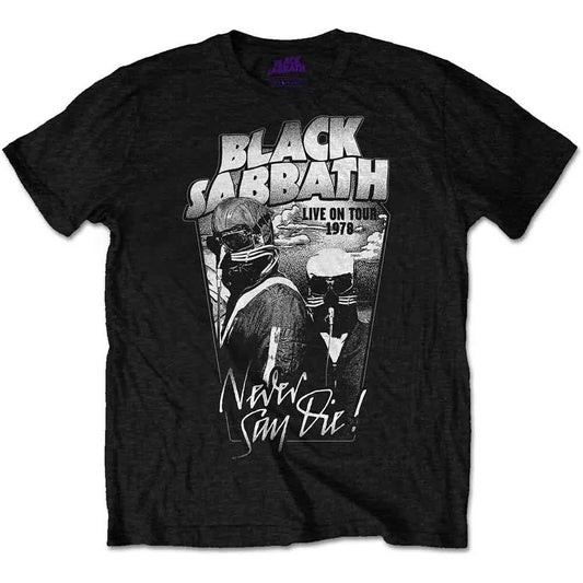 Black Sabbath Unisex T-Shirt: Never Say Die Grey Tone