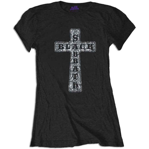 Black Sabbath Ladies T-Shirt: Cross (Embellished)