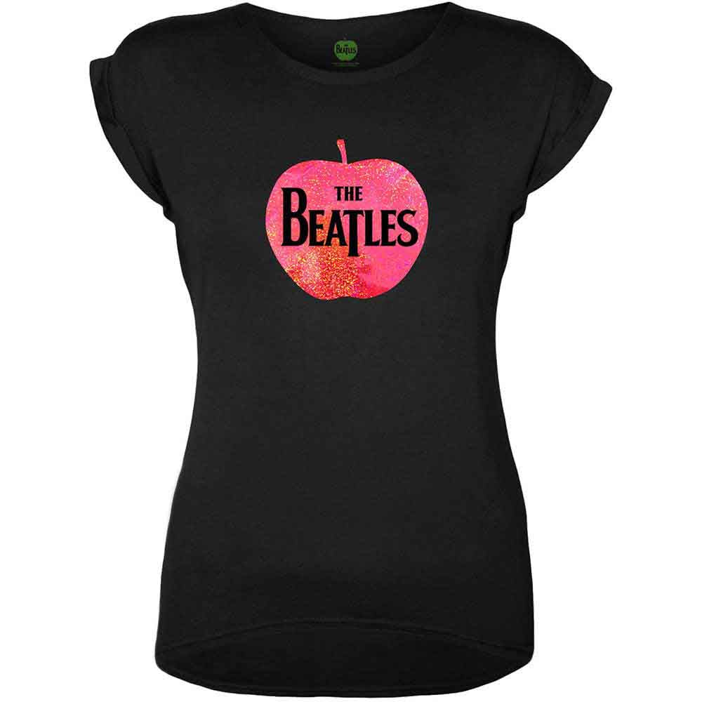The Beatles Ladies T-Shirt: Apple Pink Sparkle Gel