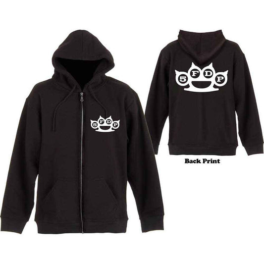 Five Finger Death Punch Unisex Zipped Hoodie: Knuckles