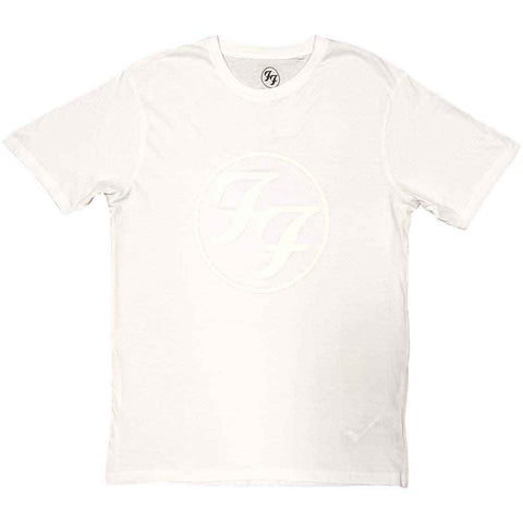 Foo Fighters Unisex Hi-Build T-Shirt: FF Logo (White-On-White)