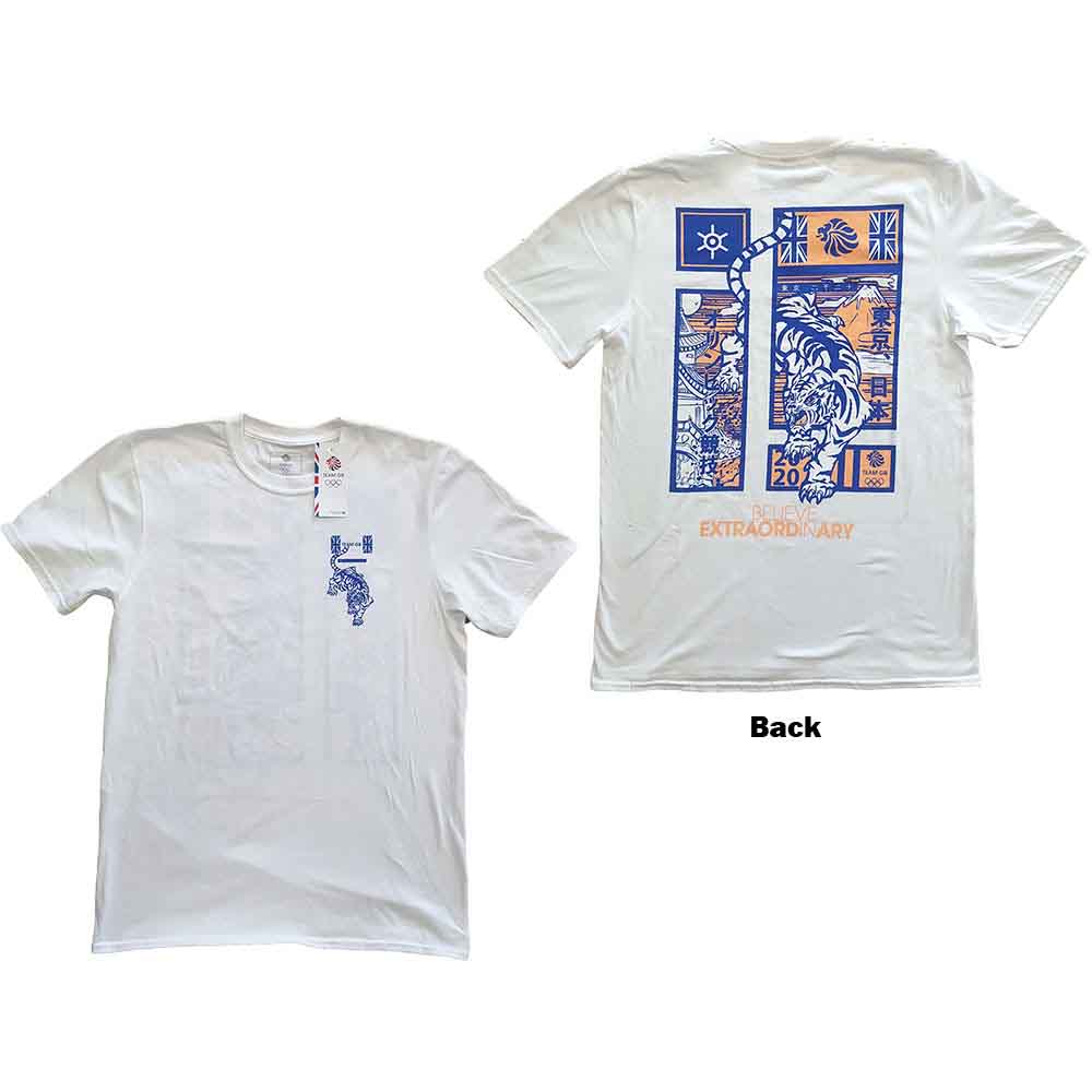 Team GB Unisex T-Shirt: Tiger (Back Print) (XX-Large)