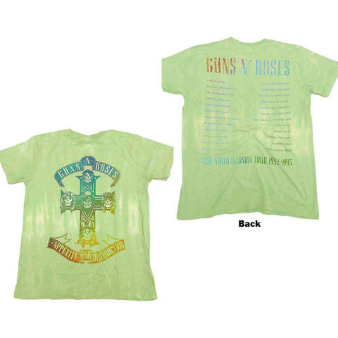 Guns N' Roses Unisex T-Shirt: Gradient Use Your Illusion Tour (Wash Collection & Back Print)