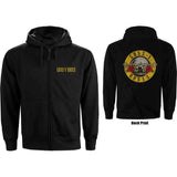 Guns N' Roses Unisex Zipped Hoodie: Classic Logo (Back Print)