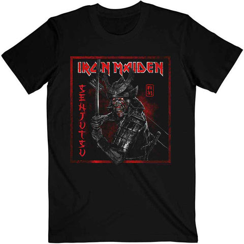 Iron Maiden Unisex T-Shirt: Senjutsu Cover Distressed Red