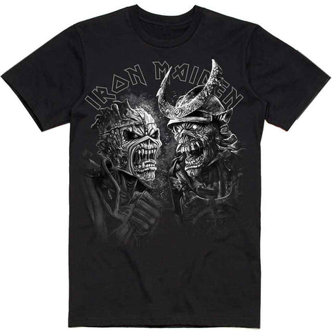 Iron Maiden Unisex T-Shirt: Senjutsu Large Grayscale Heads