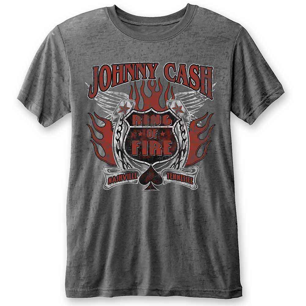 Johnny Cash Unisex Burnout T-Shirt: Ring of Fire
