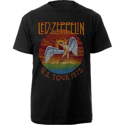 Led Zeppelin T Shirt USA Tour 75 Band Logo Official Mens Black M Sent Sameday*