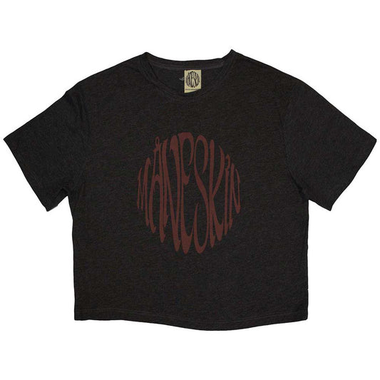 Maneskin Ladies Crop Top: Warped Logo