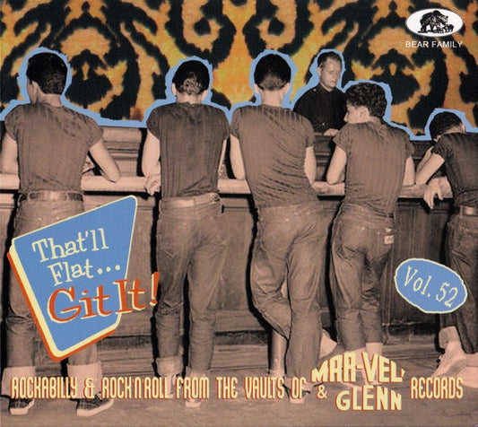 CD cover: black and white photo of men, blue and orange text.