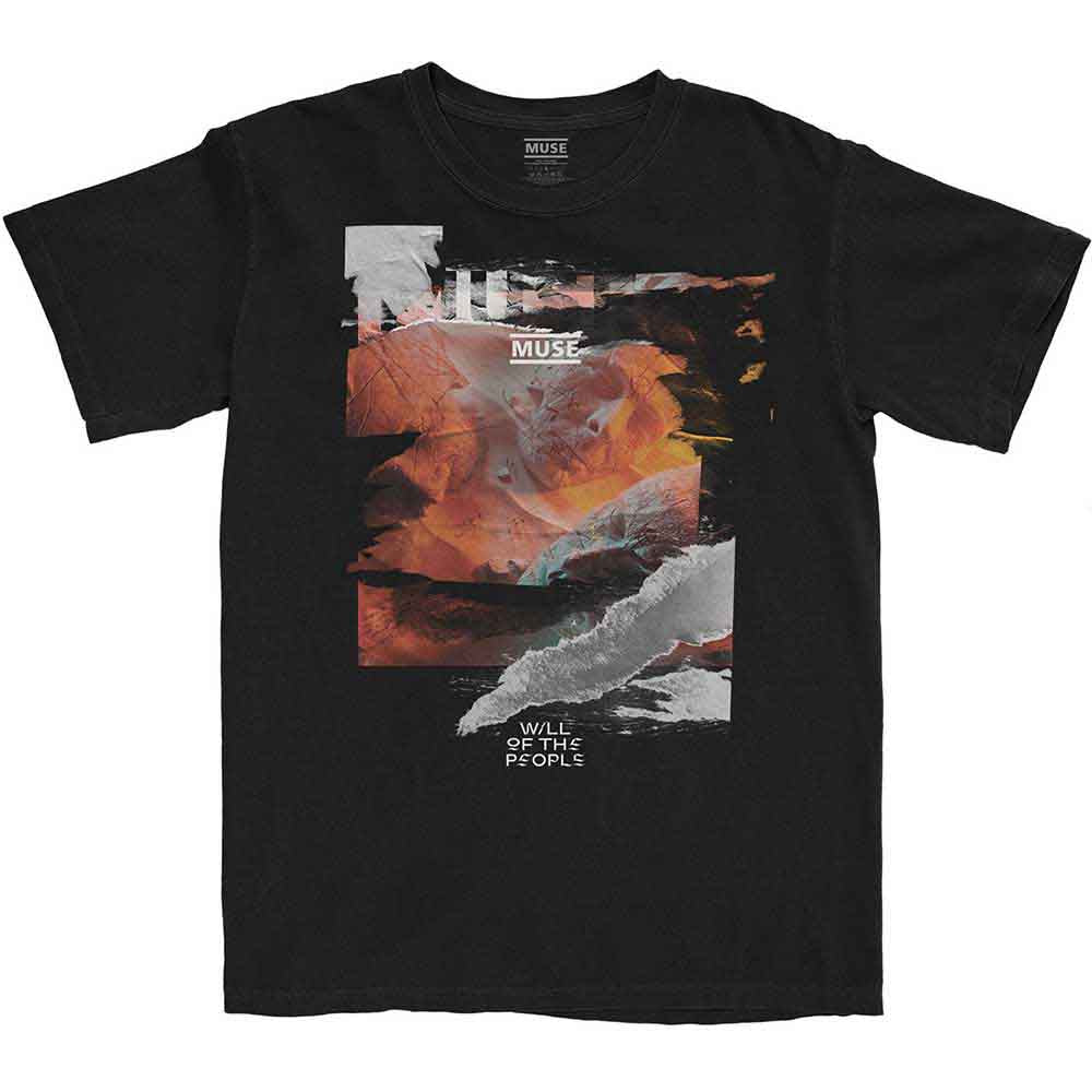 A black unisex t-shirt featuring the Muse Will of the People album logo.