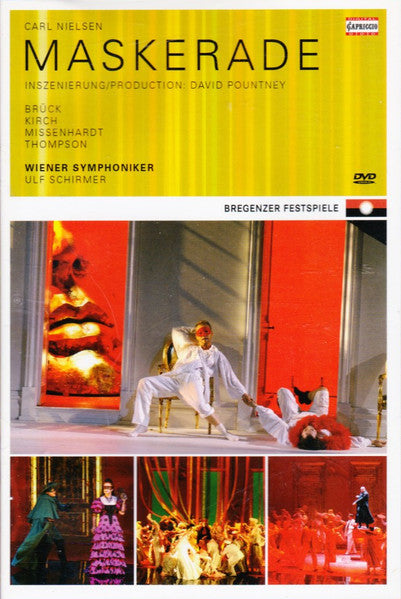 DVD cover for Maskerade featuring opera performers in white costumes on a stage.