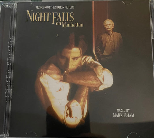 CD case for "Night Falls on Manhattan" soundtrack, featuring a man's portrait.