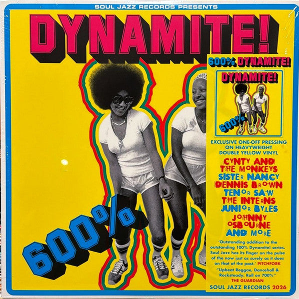 Record cover featuring two dancers and bold text, vibrant psychedelic colors.