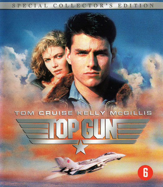 Top Gun Blu-ray cover featuring Tom Cruise and Kelly McGillis with a fighter jet.