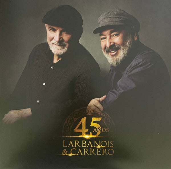 Album cover featuring two smiling older men and golden “45 Años” text.