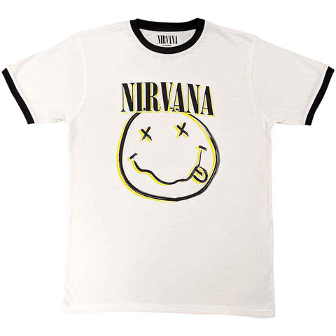 Nirvana Unisex Ringer T-Shirt: Double Happy Face