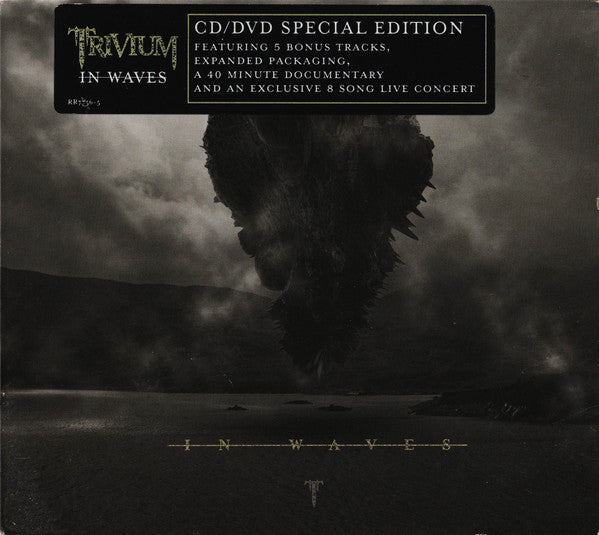 DVD cover for Trivium’s “In Waves” with a dark, stormy seascape.