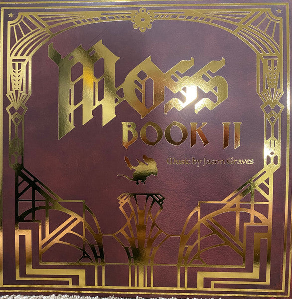 Moss: Book II" vinyl record cover with gold foil lettering and art deco design.