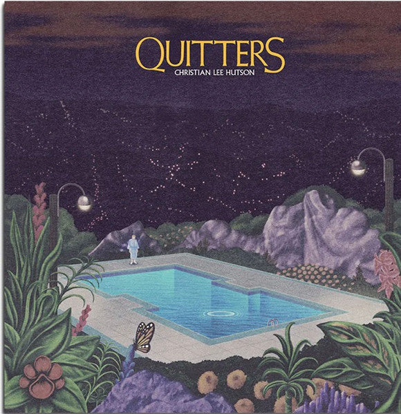 Album cover featuring a pool at night under a starry sky with "QUITTERS" text.