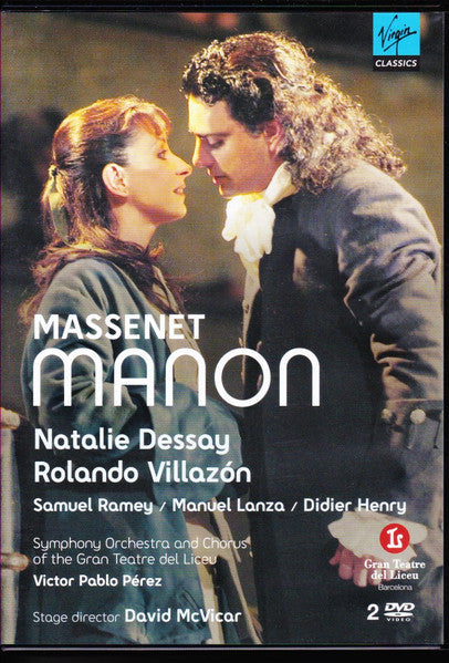 DVD cover for "Manon" opera featuring Natalie Dessay and Rolando Villazón.