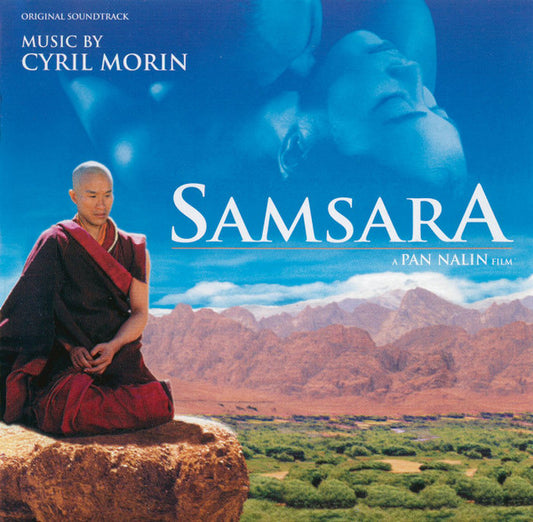 CD cover for “Samsara” featuring a meditating monk and mountain landscape.