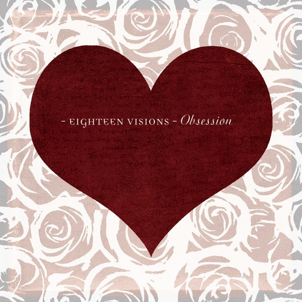 Red heart with text overlay on a floral patterned background.