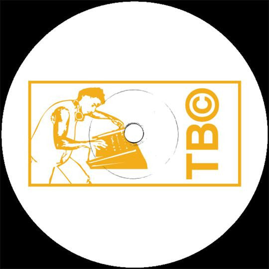 Yellow vinyl record label with illustration of a person using a theremin.