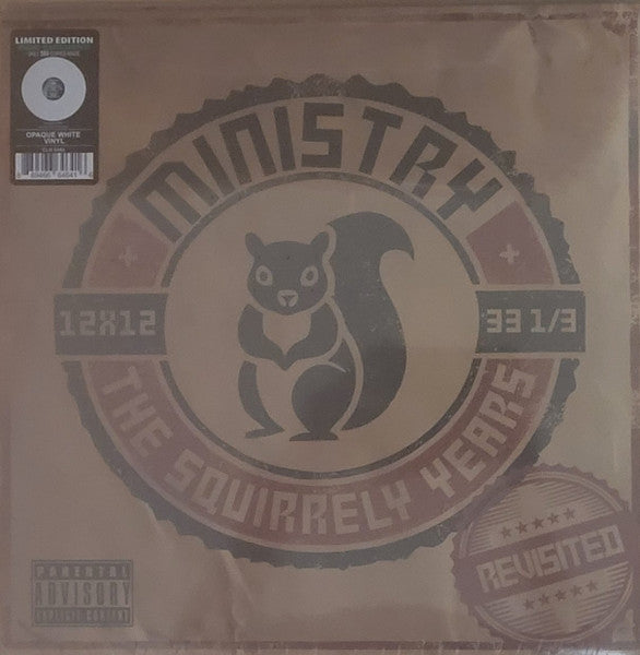 Ministry “Squirrely Years Revisited” vinyl record cover with a squirrel graphic.