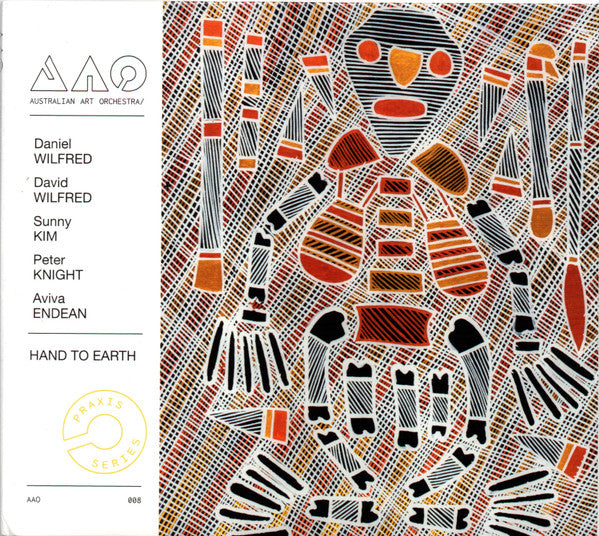 CD cover with abstract black, orange, and white patterned artwork and text.