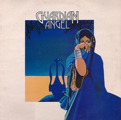Vinyl album cover: woman in blue veil by a swan silhouette.