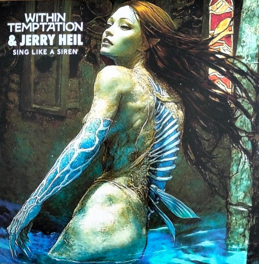 CD cover featuring a siren with blue scales and long brown hair in water.