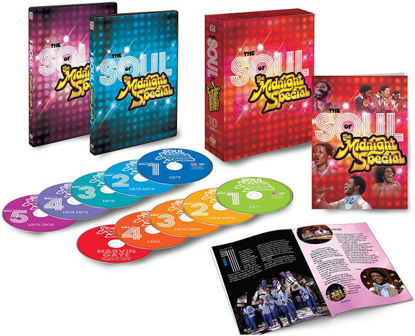 DVD box set of "The Soul of Midnight Special" with discs and booklet.