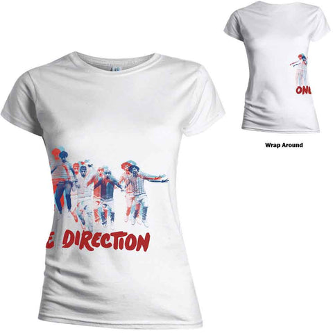 One Direction Ladies T-Shirt: Band Jump (Skinny Fit)(Wrap Around Print)