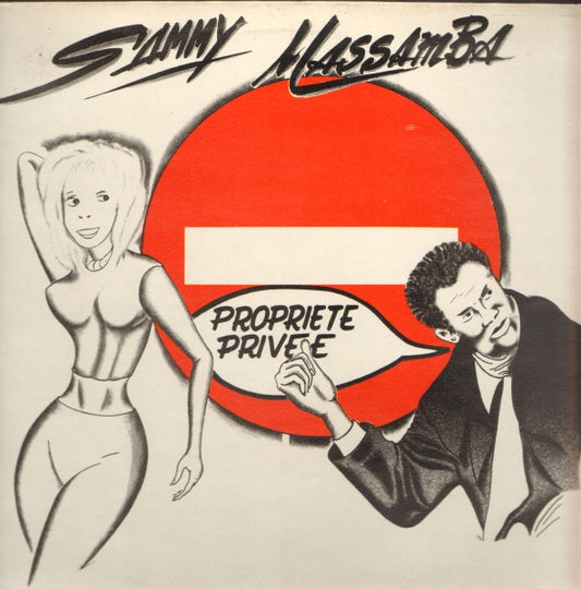 Vinyl record cover: black and white illustration with red circle, text.