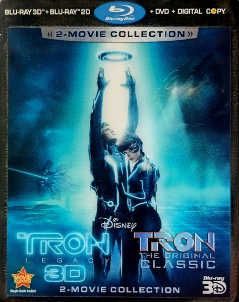 Tron: Legacy" DVD cover featuring Sam Flynn reaching towards a glowing ring.