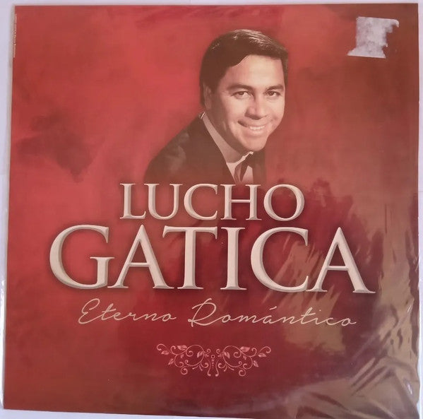 Lucho Gatica album cover, red background, portrait of a smiling man.