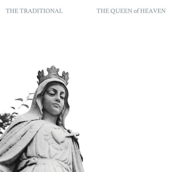CD cover featuring a grayscale image of a crowned statue of Mary.