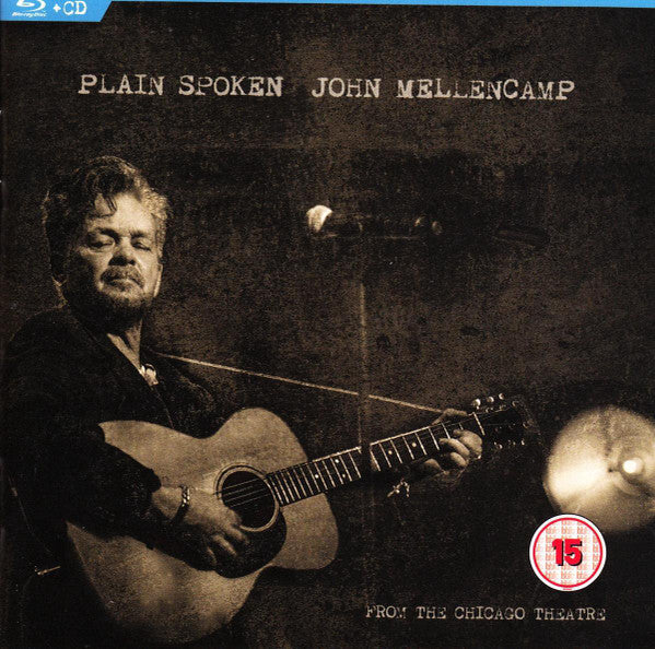 John Mellencamp playing guitar on Blu-ray cover, with ratings logo.