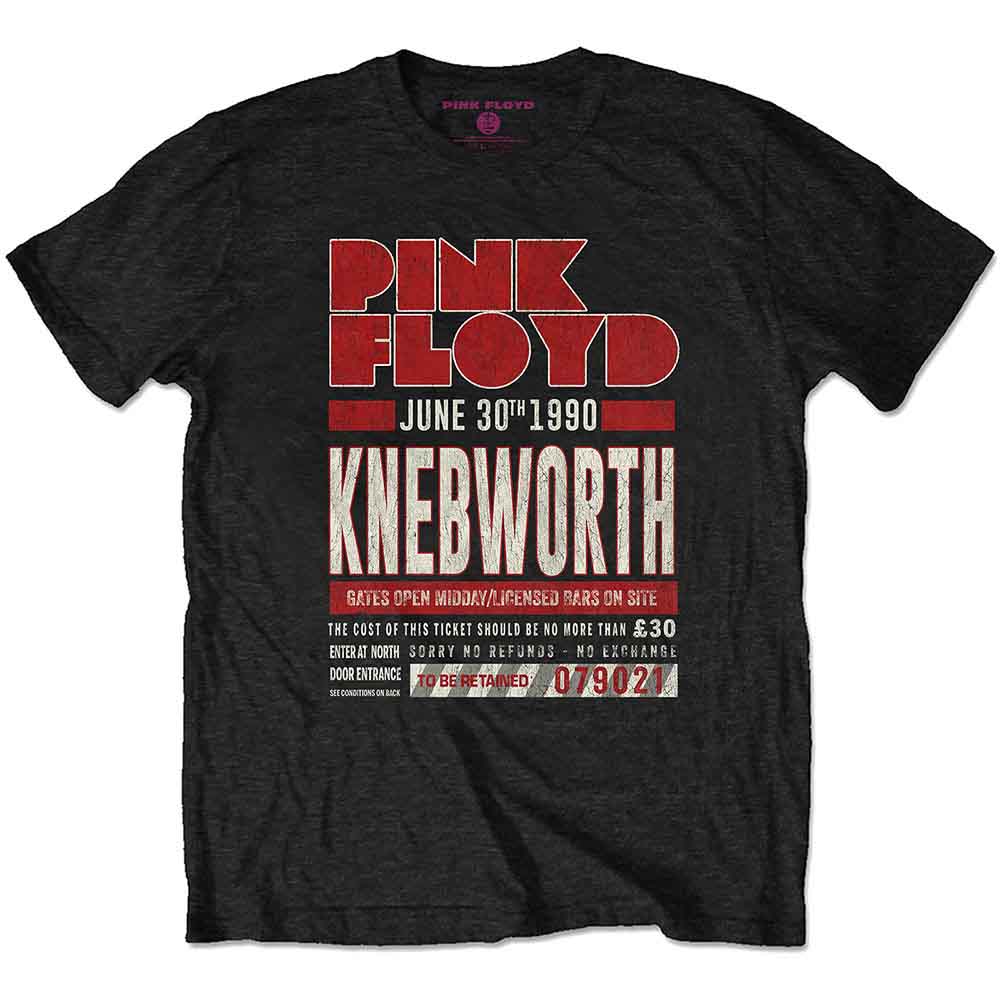 Pink Floyd T Shirt Knebworth 1990 Ticket Red Band Logo Official Black XXL