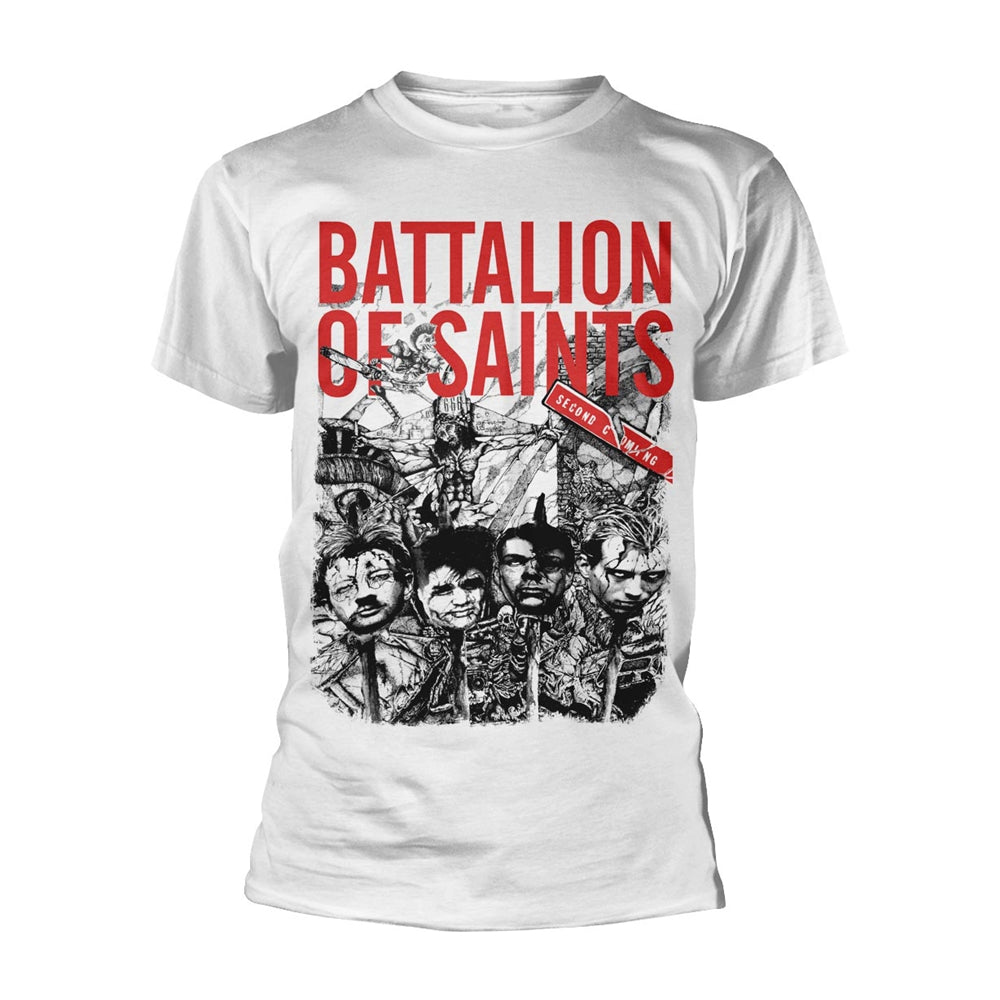 Battalion Of Saints T Shirt Head Spikes Band Logo Official Mens White M