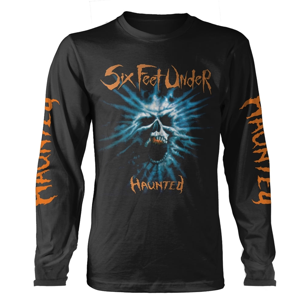 Six Feet Under T Shirt Haunted Band Logo Official Mens Black Long Sleeve M