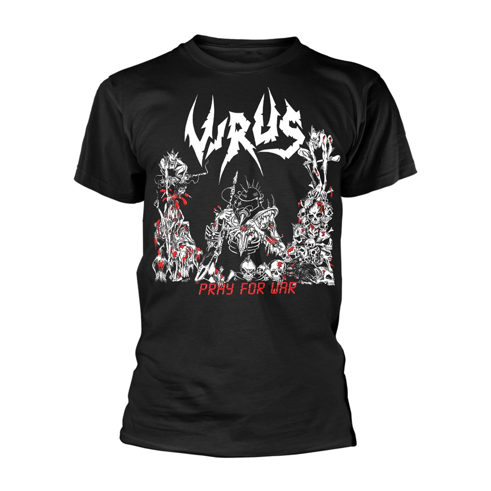 Virus T Shirt Pray for War Band Logo Official Mens Black XL