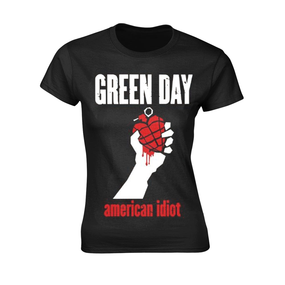 Green Day T Shirt American Idiot Heart Official Womens Skinny Fit Black L